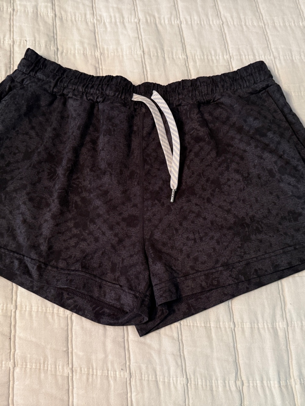 Vuori Black Athletic Shorts with Subtle Tonal Pattern